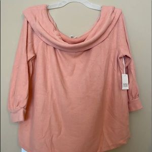 Peach off the shoulder Long Sleeve Top